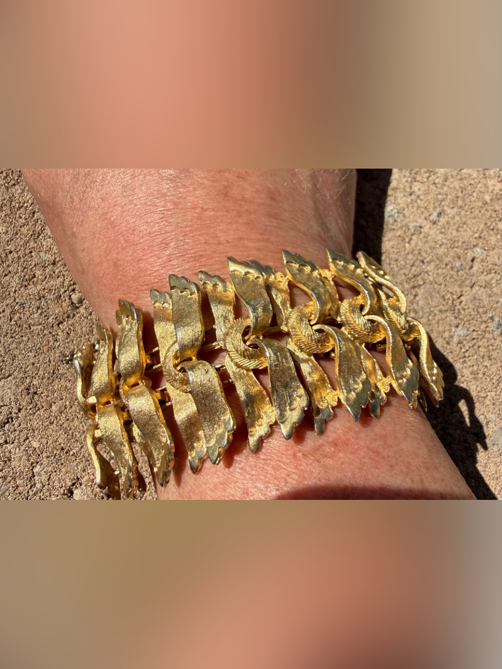 Signed François by Coro Vintage Gold-Tone Wide Link Bracelet | 1950s-60s